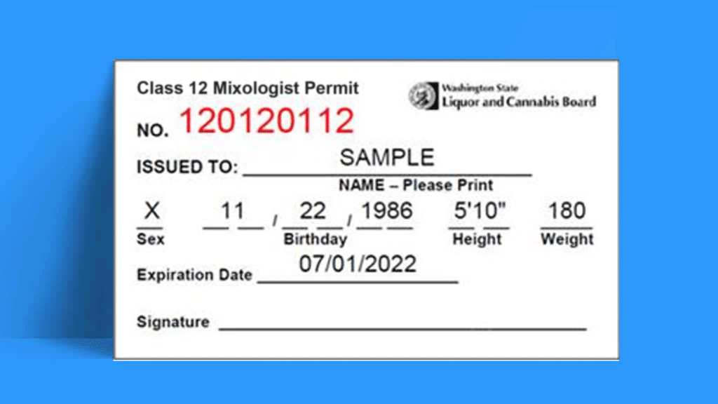 Sample of a Class 12 Mixologist Permit