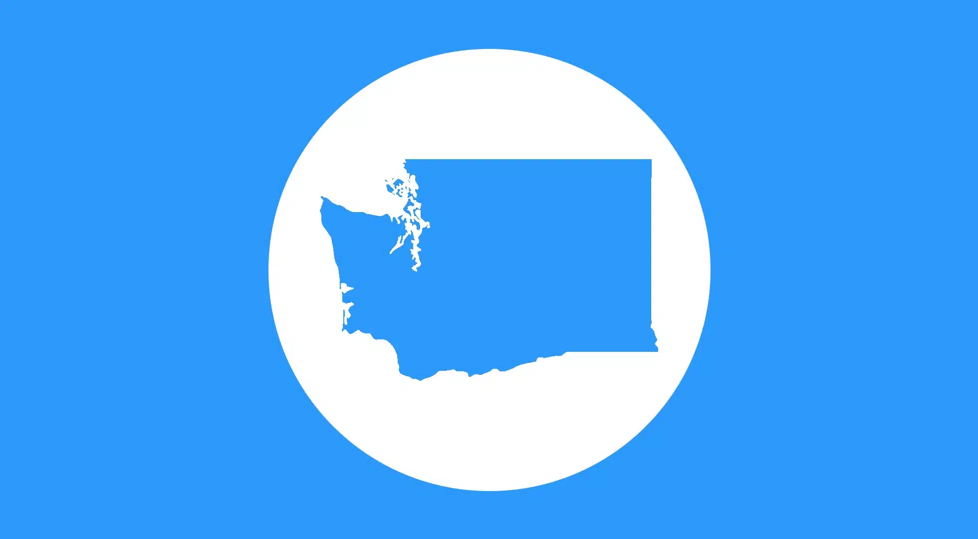 Blue silhouette of Washington state representing Washington MAST Permit alcohol server training.