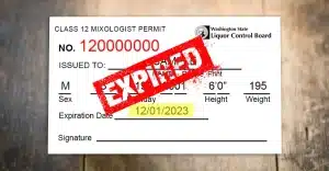 Expired Class 12 MAST permit with red 'EXPIRED' stamp, showing the importance of timely permit renewal in Washington State