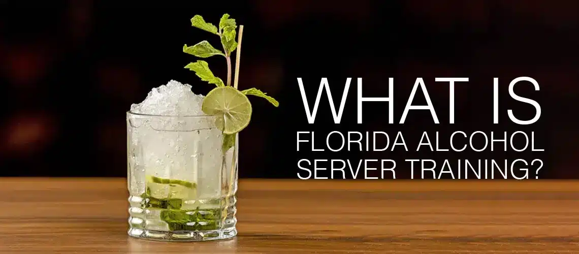 What is Florida Alcohol Server Training? Cocktail with limes on a wood countertop.