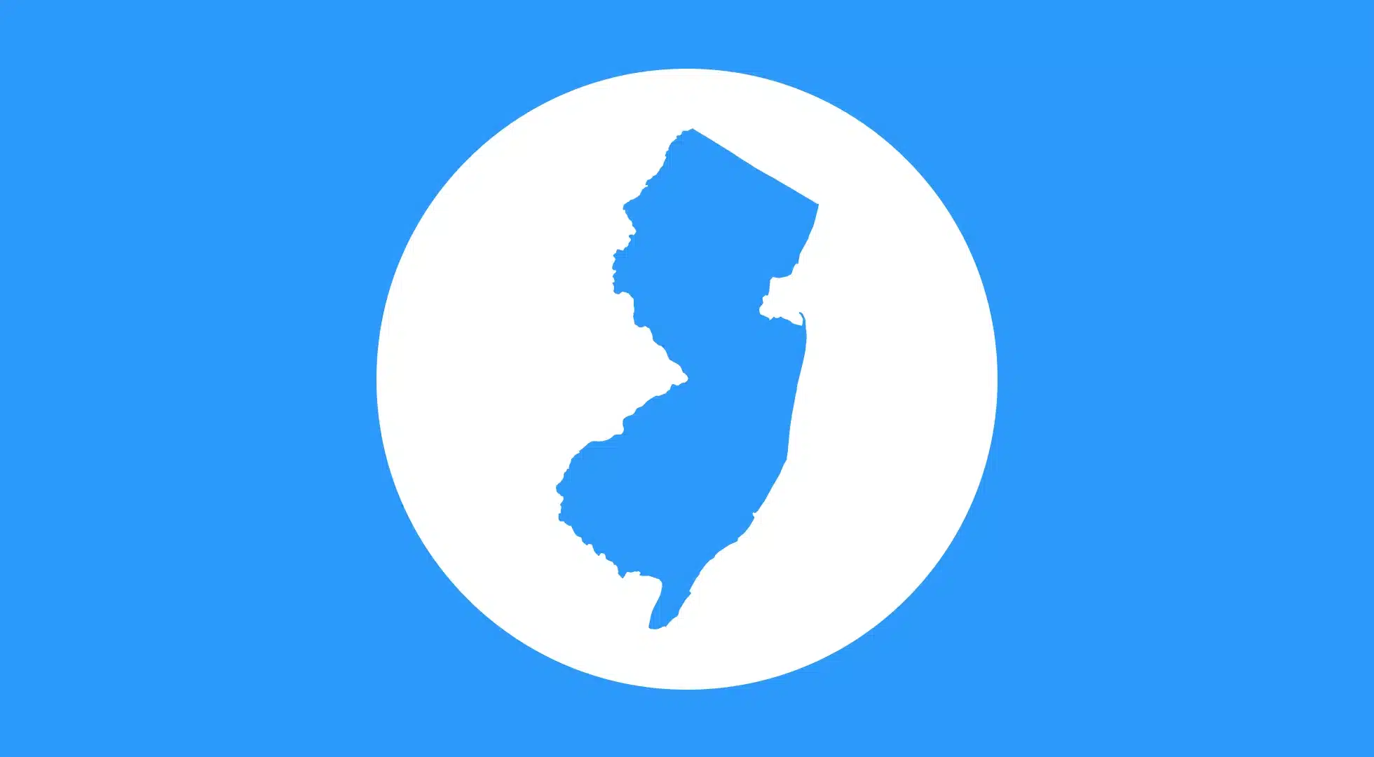 Blue silhouette of New Jersey representing New Jersey Bartending License training and certification.