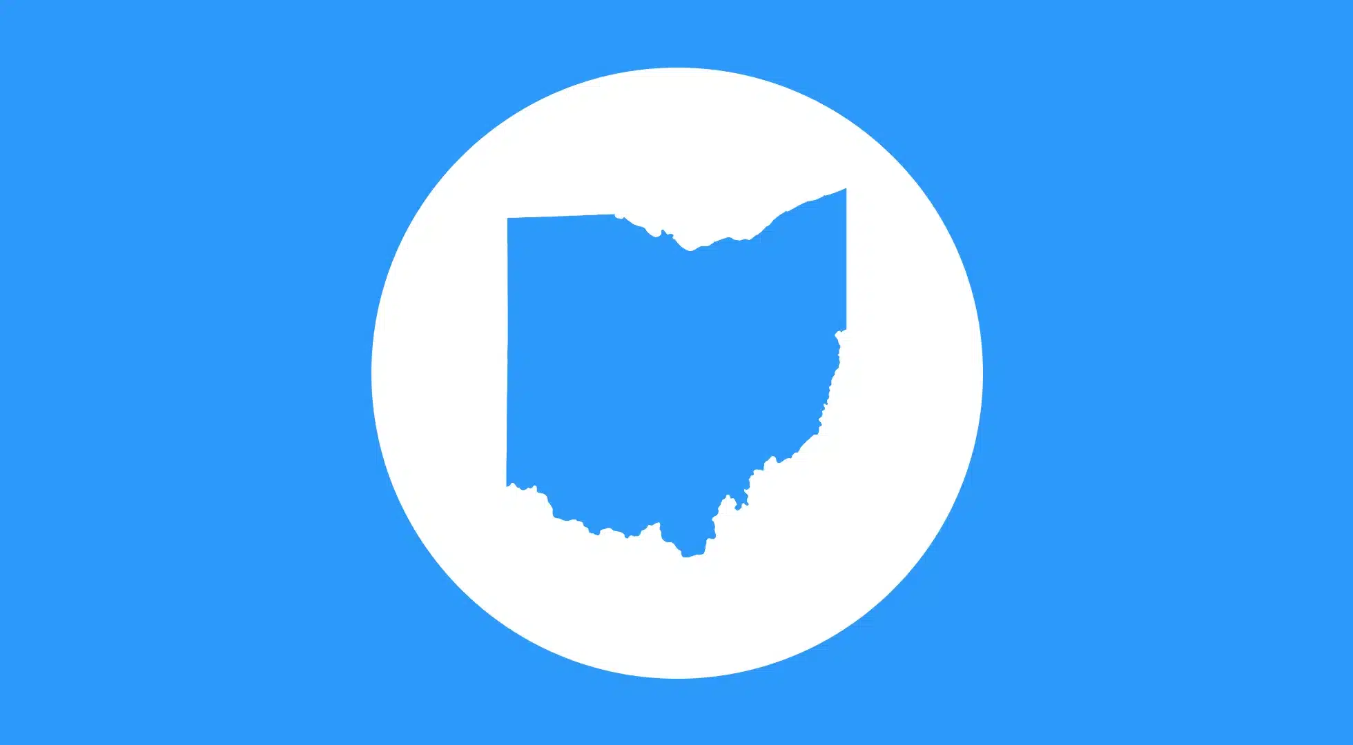 Blue silhouette of Ohio representing Ohio Bartending License training and certification.