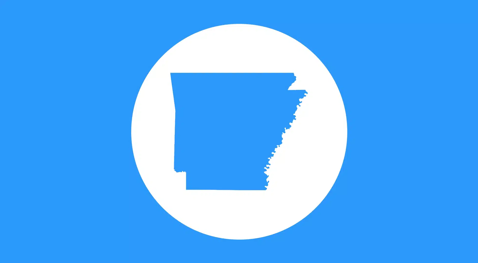 Blue silhouette of Arkansas representing Arkansas Bartending License training and online certification.