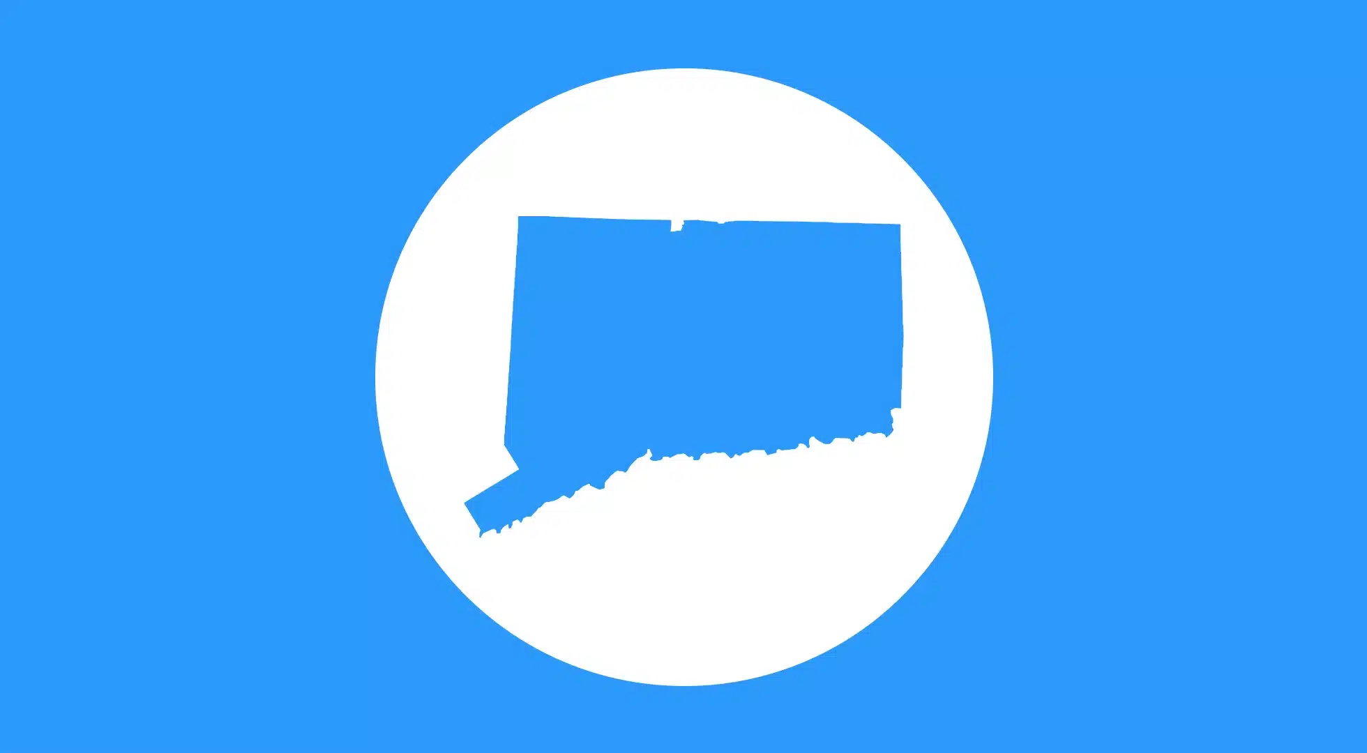 Blue silhouette of Connecticut representing Connecticut Bartending License training and certification.