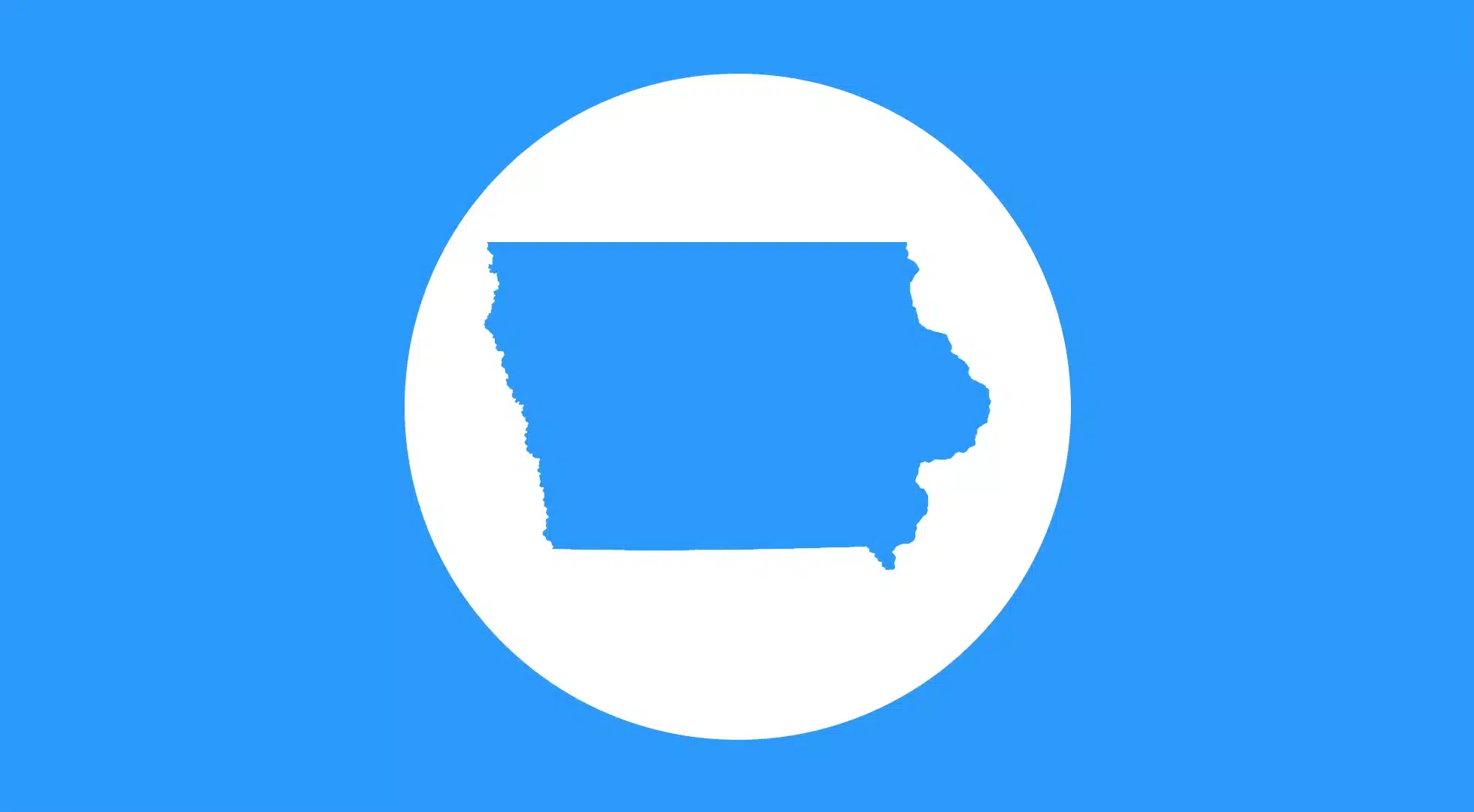 Blue silhouette of Iowa representing Iowa Bartending License training and online certification.