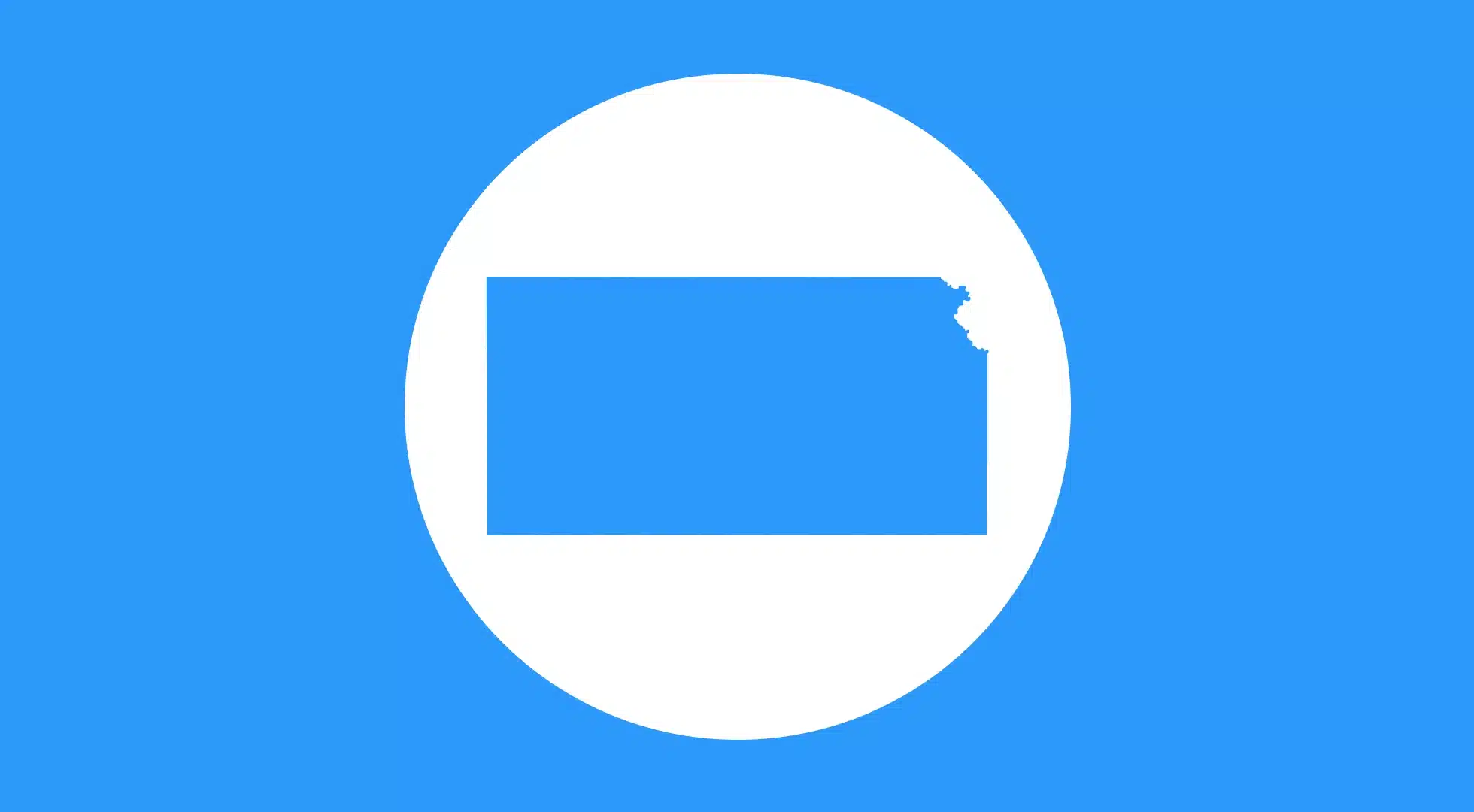 Blue silhouette of Kansas representing Kansas Bartending License training and certification.