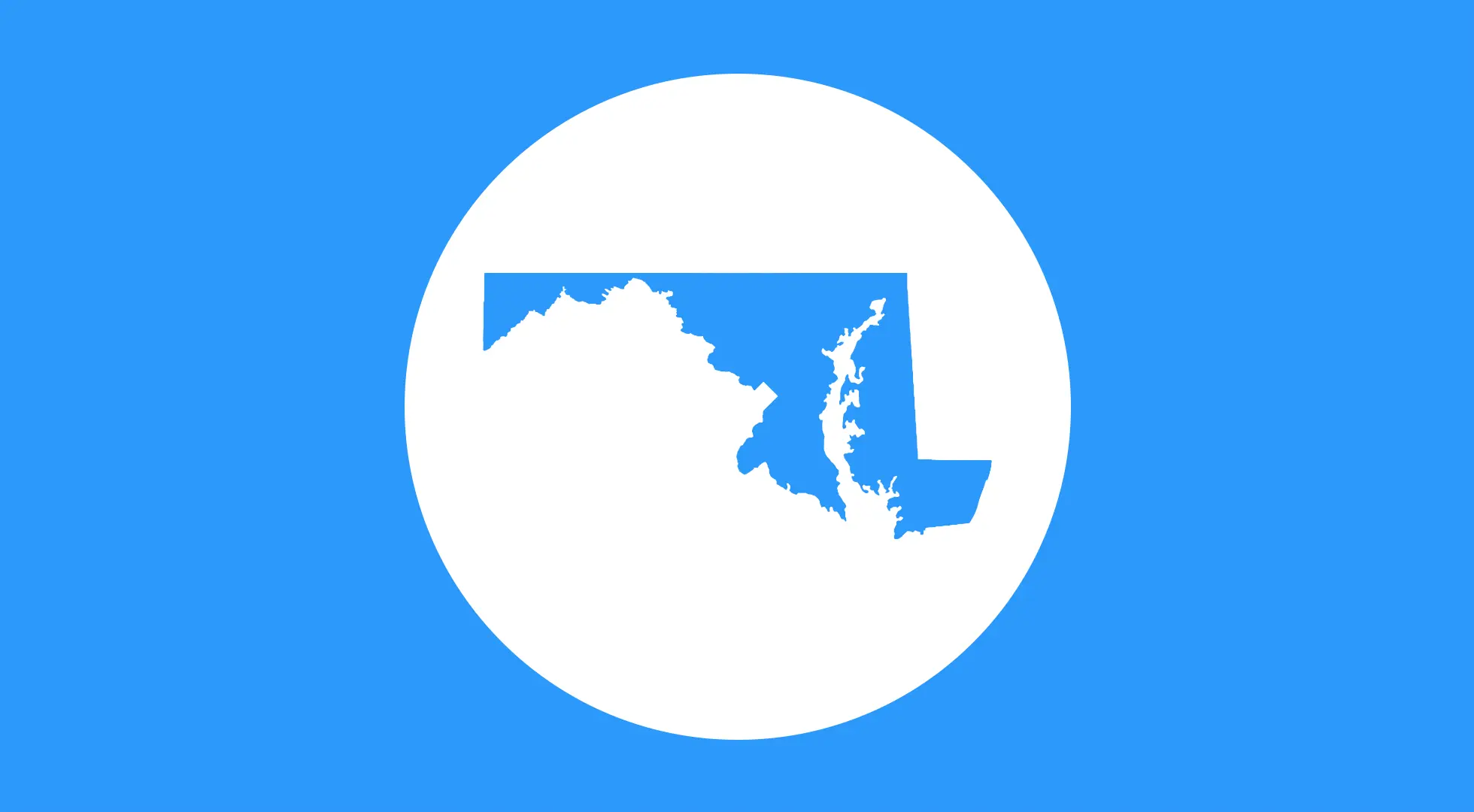 Blue silhouette of Maryland representing Maryland Bartending License training and certification.