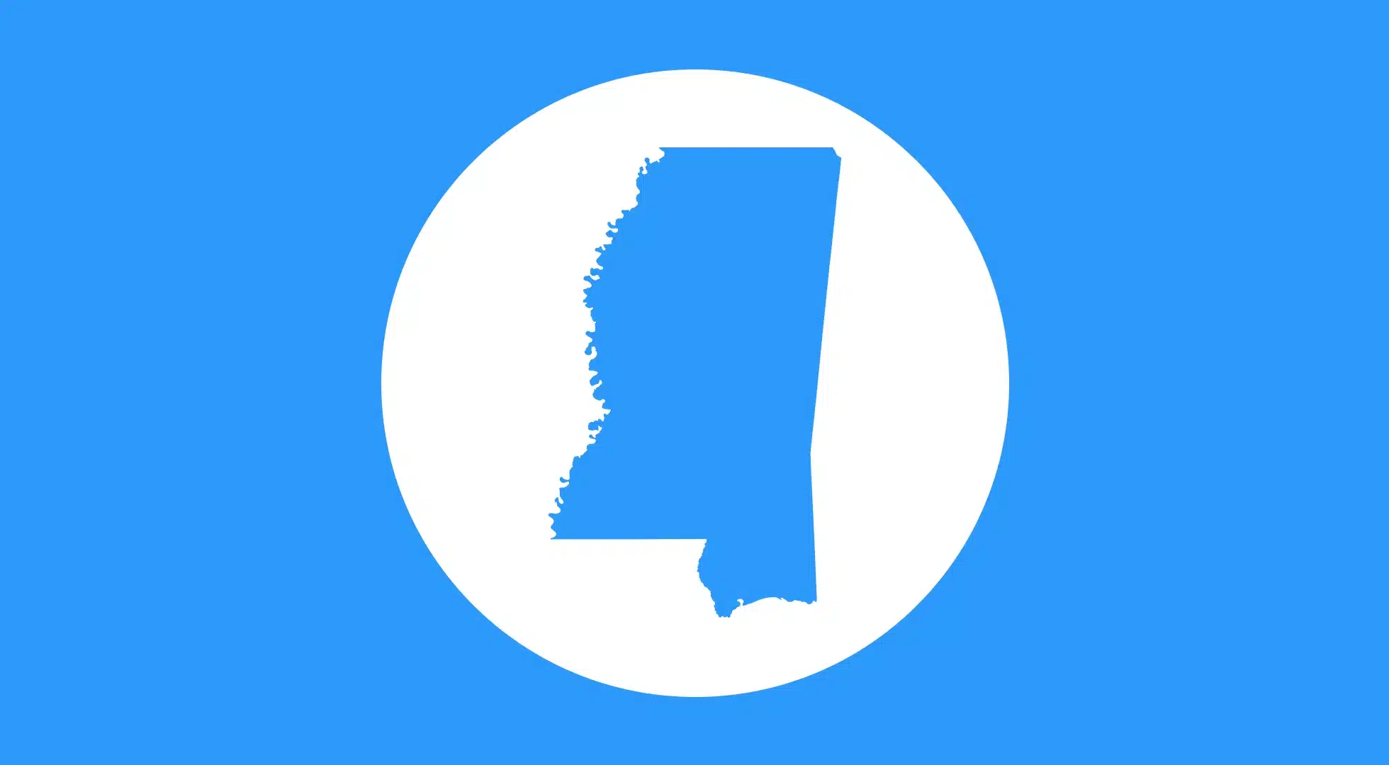 Blue silhouette of Mississippi representing Mississippi Bartending License training and certification.