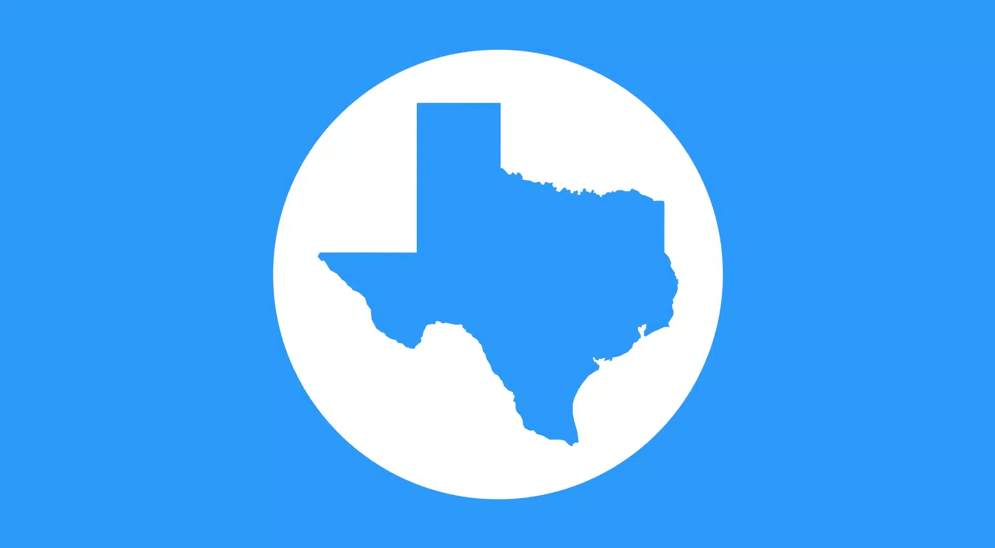 Blue silhouette of Texas representing Texas Bartending License training and certification.
