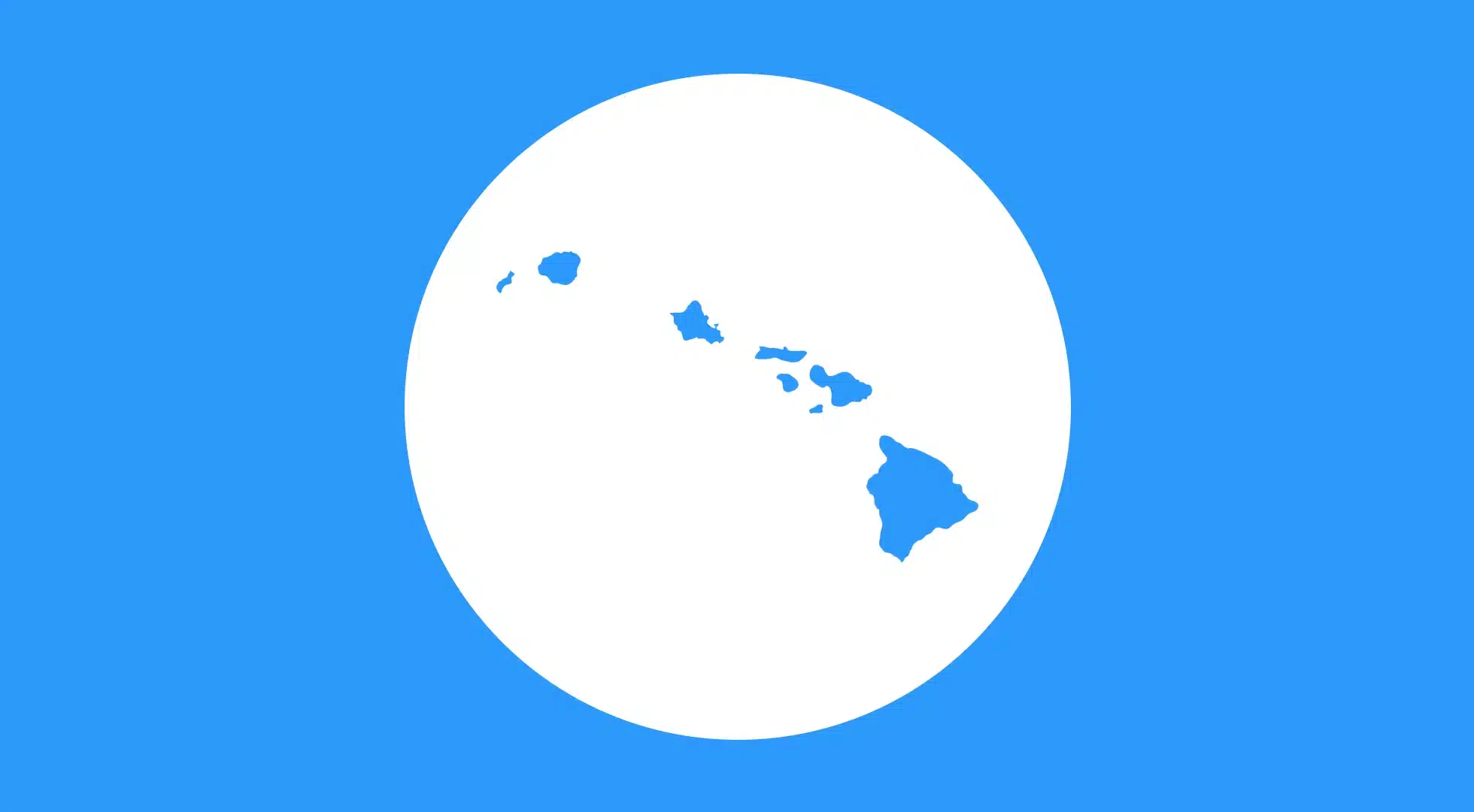 Map of Hawaii in blue and white background, representing Hawaii Bartending License