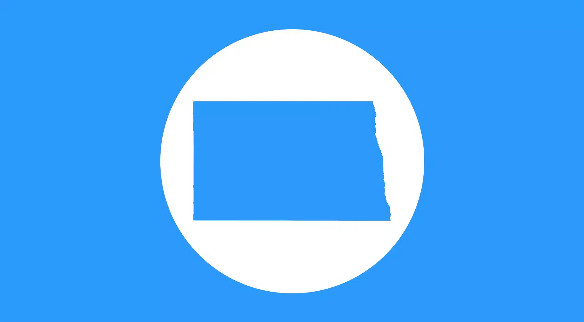 Silhouette of North Dakota on a blue and white background, representing North Dakota Bartending License