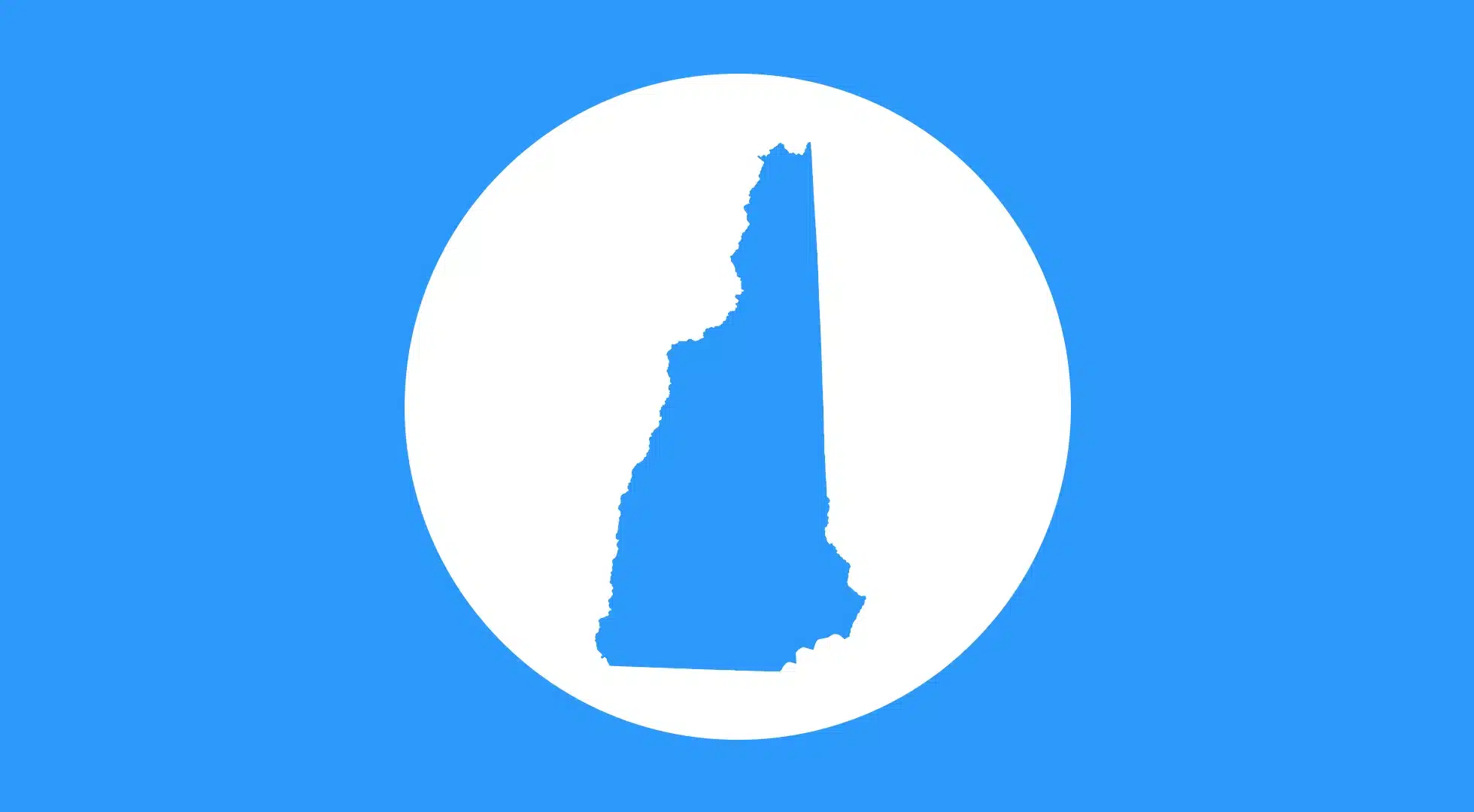 Silhouette of New Hampshire on a blue and white background, representing New Hampshire Bartending License