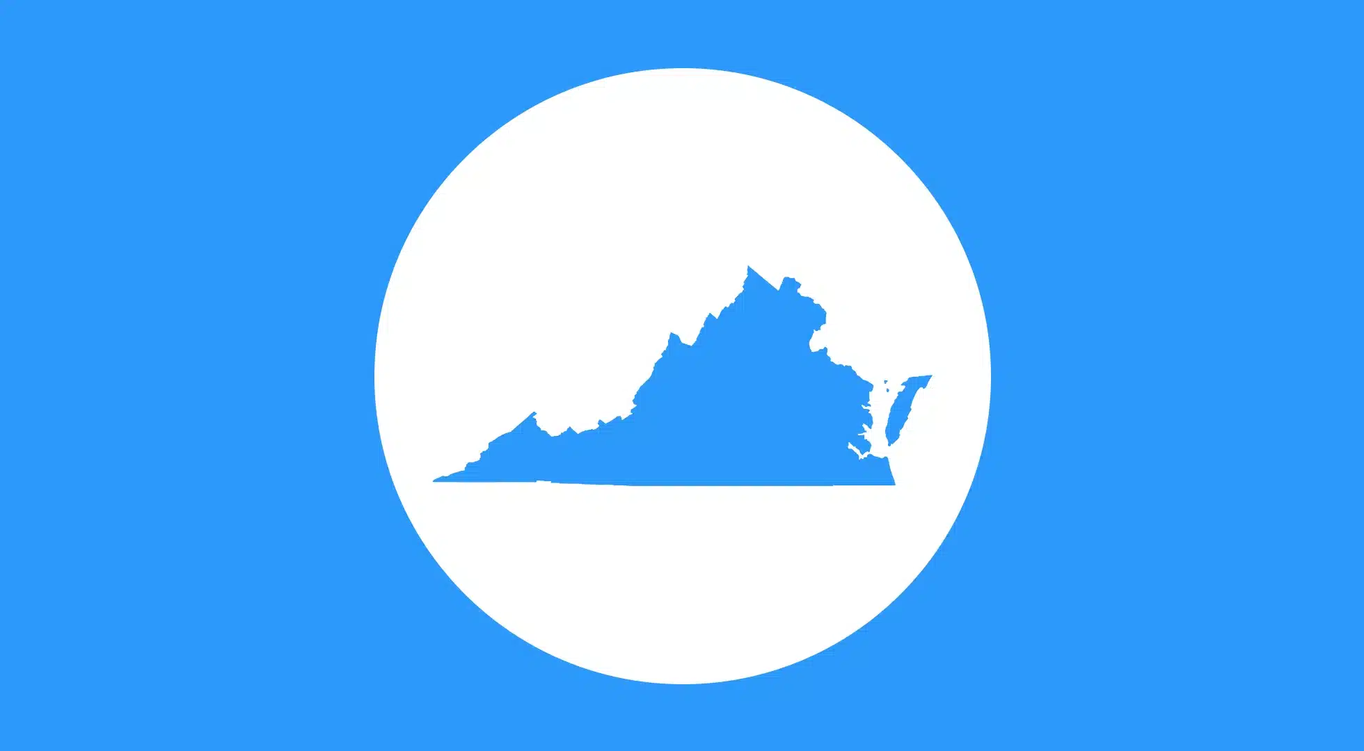 Silhouette of Virginia on a blue and white background, representing Virginia Bartending License