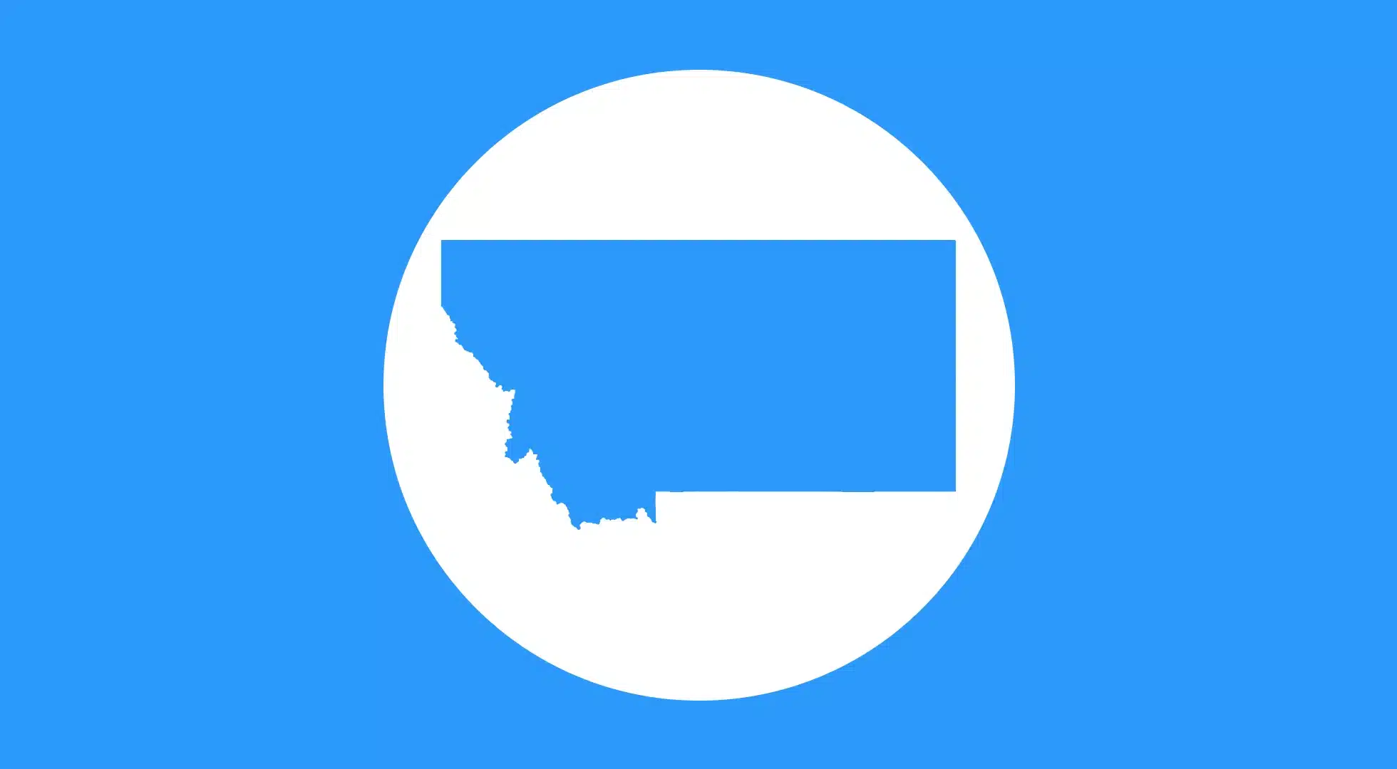 Silhouette of Montana on a blue and white background, representing Montana Bartending License