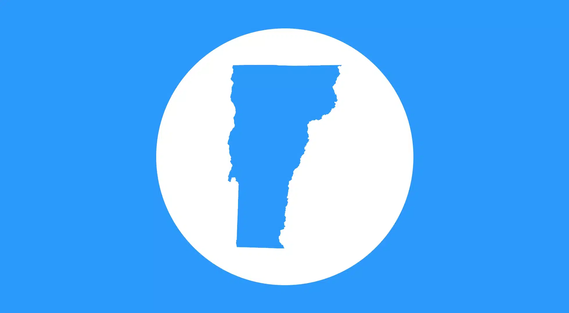 Silhouette of Vermont on a blue and white background, representing Vermont Bartending License