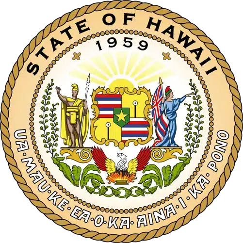 Official seal of the State of Hawaii used in reference to Hawaii bartending license and alcohol service laws