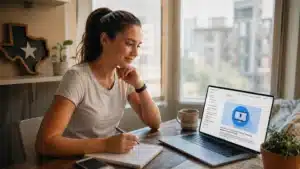 How to get a Texas Food Handlers license — Texas restaurant worker downloading their food handler certificate after completing online training