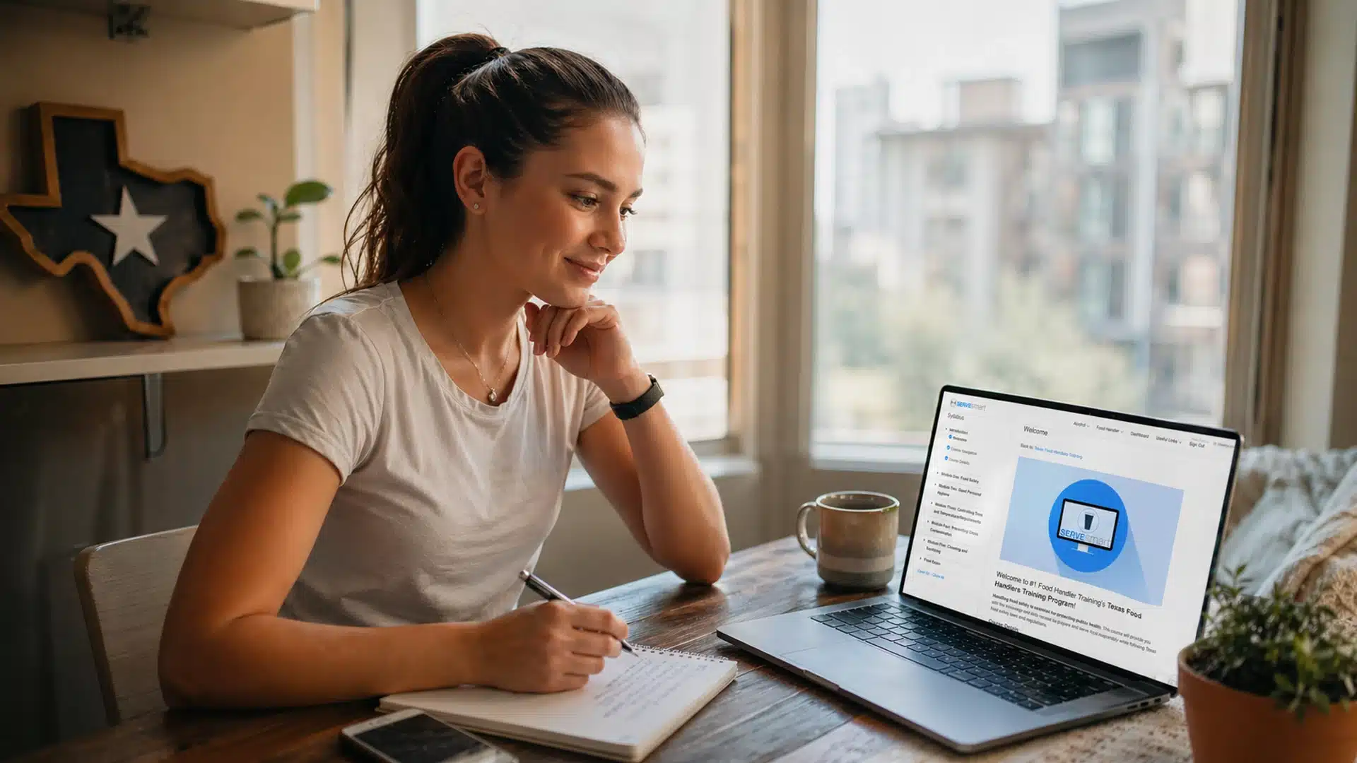 How to get a Texas Food Handlers license — Texas restaurant worker downloading their food handler certificate after completing online training