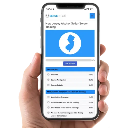 New Jersey Bartending License course on mobile device